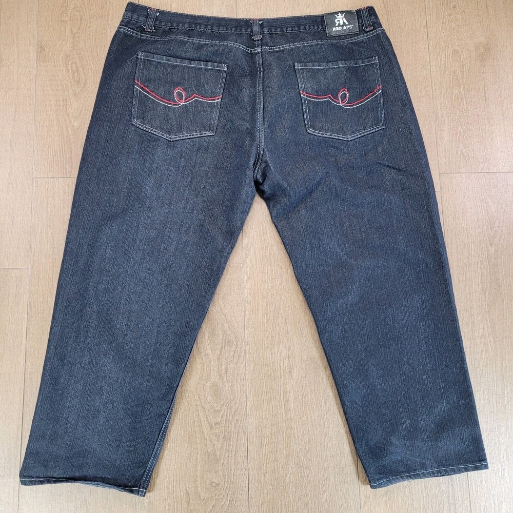 Red Ape Denim Jeans Mens Size‎ 50 Red Embroidery Baggy Hip Hop Y2K 90's